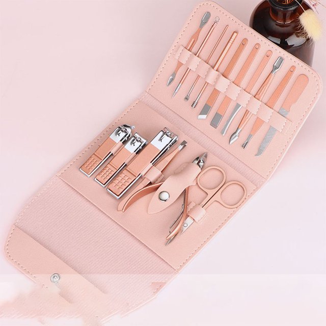 Kit de manicura y pedicura, cortaúñas profesional, recortador de cutículas, kit de manicura de 16 piezas, juego de pedicura para hombres y mujeres con una exquisita caja