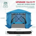 thumbnail image 5 of HOTEEL 12'x12' Ez Pop Up Gazebo Tent for Camping, Screen Tent with Removable Roof, Waterproof, UV Resistant, Portable Carry Bag,Blue, 5 of 10