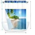 thumbnail image 2 of Goodbath No Hook Shower Curtain with Snap in Liner,Ocean Beach Seaside Palm Trees Island Shower Curtains, Double Layer, Mesh Top Window,71 x74 inches,Blue, 2 of 7