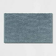 Target 20x32 Chenille Multi Textured Bath Rug Blue - Hand Made Diamond Woven Pattern by Threshold