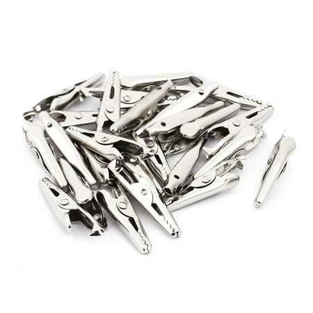 Laboratory Non-insulated Electric Test Metal Alligator Clips 35mm Long 25 Pcs