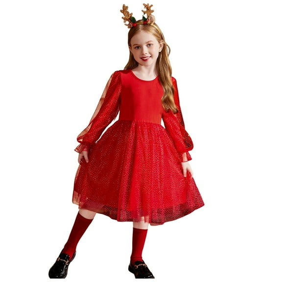 NIEWTR Toddler Baby Girls Velvet Tutu Dress Bowknot Ruffle Tulle Princess Christmas Birthday Party Dress Fall Winter Clothes Mesh Dress 1-6 Years(Red,5-6 Years)