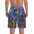 thumbnail image 3 of KLL Cosmic Purple Irises Men's Casual Summer Beach Shorts Hawaiian Shorts with Pockets-Large, 3 of 5