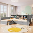 thumbnail image 4 of Mirightone Wood Twin L-shaped Bed with Storage, Corner Bed Frame with Drawer, Twin Trundle Bed for Teens, Gray, 4 of 8