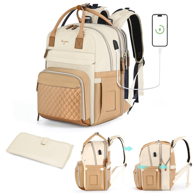 Mochila para pañales Tonyeee extra grande para 2 niños con USB