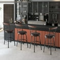 thumbnail image 2 of Costway Set of 4 24/30 Inch Adjustable Swivel Barstools Metal Dining Chairs Black&Brown, 2 of 9