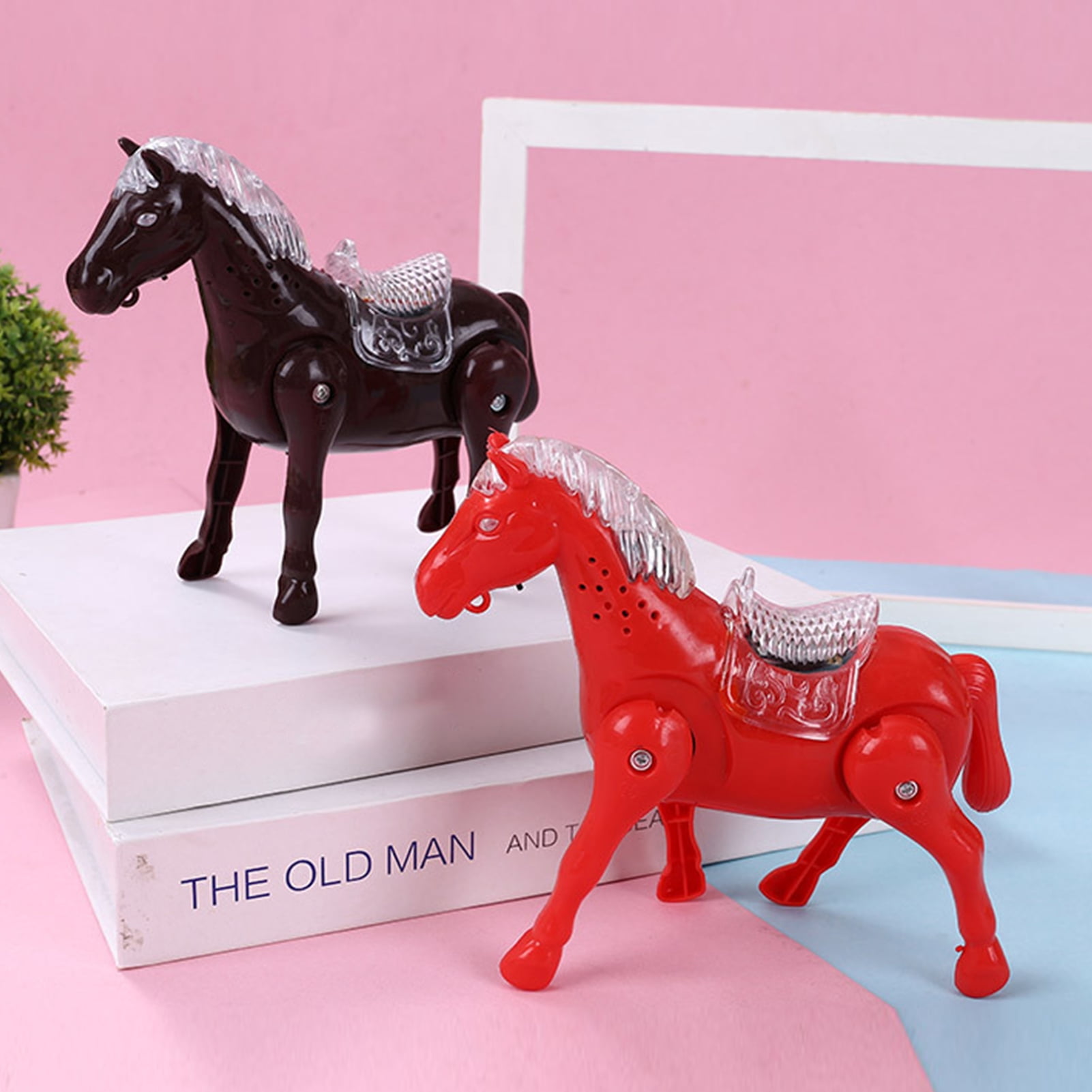 Kripyery Horse Toy Lovely Lighting Musical Pure Color Electrical Horse