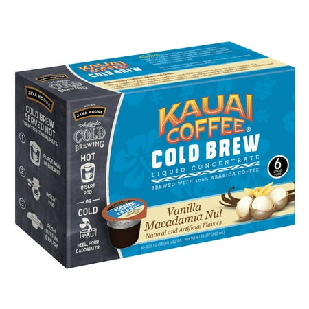 Kauai Cold Brew Coffee Pods, Vanilla Macadamia Nut, 6