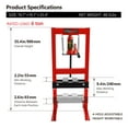 thumbnail image 2 of 12-Ton Hydraulic Shop Press with Press Plates, H-Frame Garage Benchtop Press with Adjustable Working Table, Red, 2 of 9