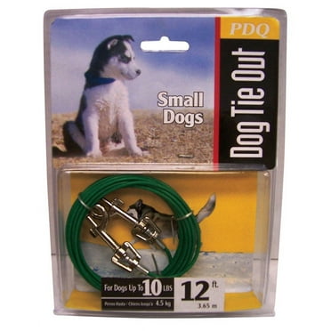 PDQ Green / Silver Tie-Out Vinyl Coated Cable Dog Tie Out Small