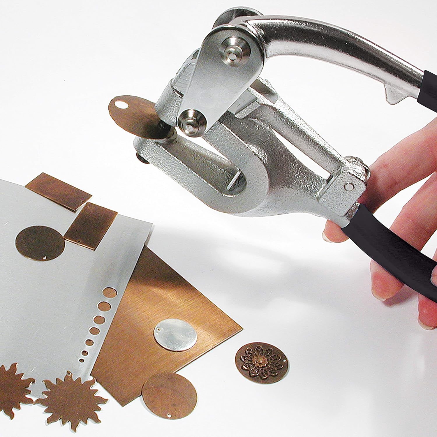 The Beadsmith Mighty Punch- Hole Punch Set, Includes 7 Punches and 7 Dies in Assorted Sizes, Plus a Heavy Duty Storage Case, Puncher Cuts Through Various Materials up to 16 gauge in Thickness and Les