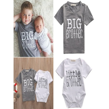 

ZIYIXIN Summer Newborn Baby Boys Little Brother Romper Bodysuit Big Brother T-shirt Tops Family Set