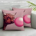 thumbnail image 3 of Highland Cow Throw Pillow Cover Highland Blowing Bubble Gum Cow Decorative Linen Cushion Cover Home Decoration for Couch Sofa Bed Multiple specifications&nbsp;, 3 of 5