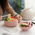 thumbnail image 3 of Eco-Friendly Wheat Straw Instant Noodles Bowl with Lid Handle Dinnerware Set Soup Salad Rice Bowl Microwaveable Japanese Bowls (Beige), 3 of 7