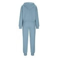 thumbnail image 3 of Cropped Hoodie Set Women Fleece 2 Piece Outfits Sweatsuit Drawstring Long Sleeve Hooded Crop Pullover Sweatshirt Joggers Pants Tracksuit Set, 3 of 6