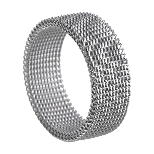TIMIFIS Silver Rings Jewelry Standard US Size Titanium Steel Woven Mesh Deformation Ring 8MM Vacuum Electroplating Non-fading Valentine'S Day Gift