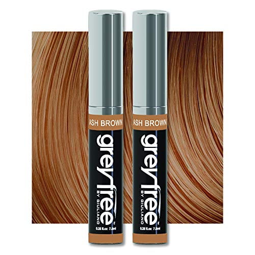 Retoque de raíz color de cabello temporal para cubrir las líneas grises, cejas, bigote y barba Greyfree, paquete de 2 (marrón ceniza)