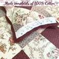 thumbnail image 2 of Cozy Line Home Fashions 3-Pieces Burgundy Red' Floral Scalloped Quilt Bedding Sets, Queen, 2 of 3