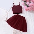 thumbnail image 4 of Ymyiu Toddler Outfit Sets Girls Girl's 2 Piece Summer Outfits Floral Cami Crop Top and Mesh A Line Mini Skirt Matching Set 5T(Wine, 5 Years), 4 of 6