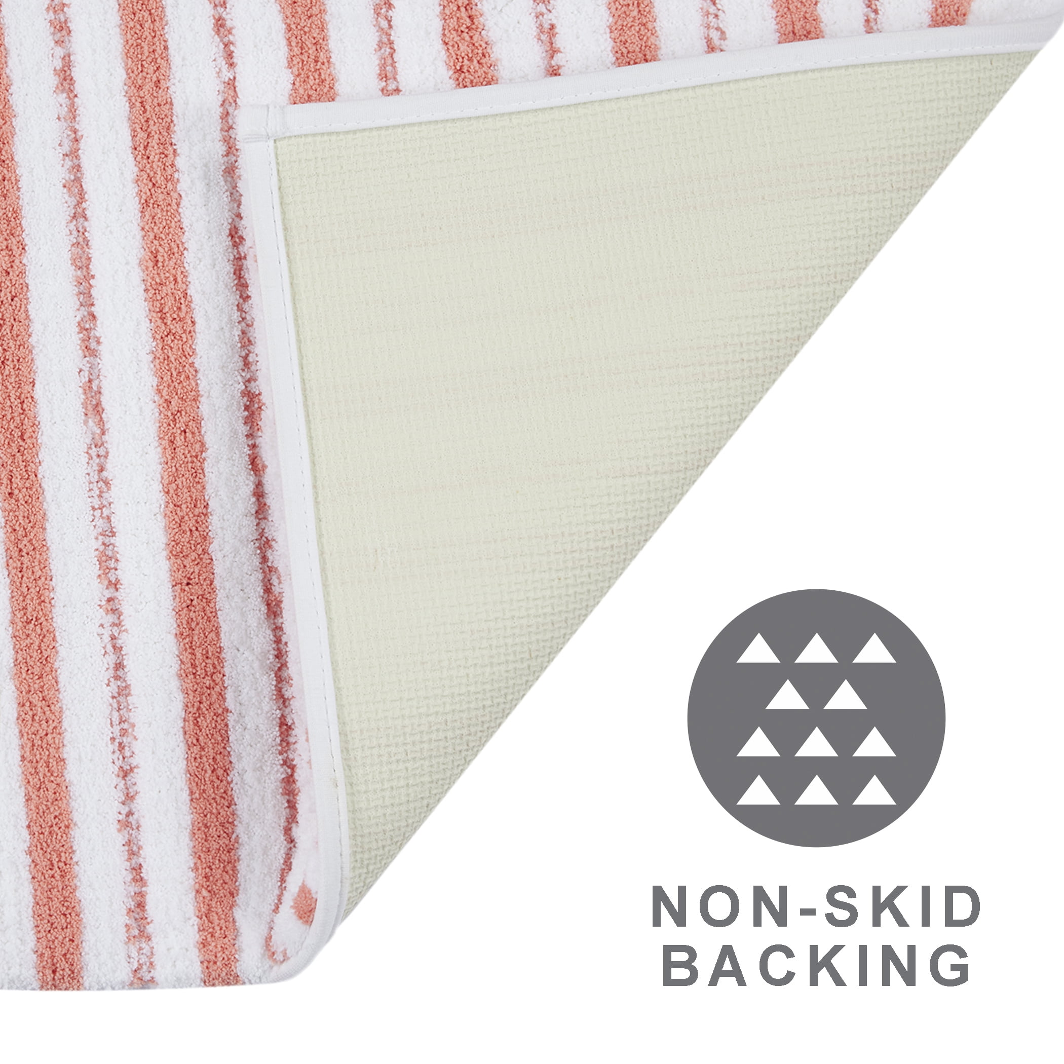 Better Homes & Gardens Signature Soft Tufted Stripe Bath Rug, Old Rose & White, 20" x 34"
