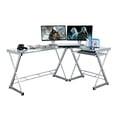thumbnail image 2 of Techni Sport Gaming Desk with Clear Glass Top, Silver, 2 of 7