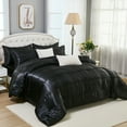 thumbnail image 2 of Satin Comforter Set Silk Like Silky Bedding Set 9 Pcs Pinch Pleat Design Satin King Bed in A Bag Pintuck Luxury Bedding Comforter with Sheet Set, 2 of 11