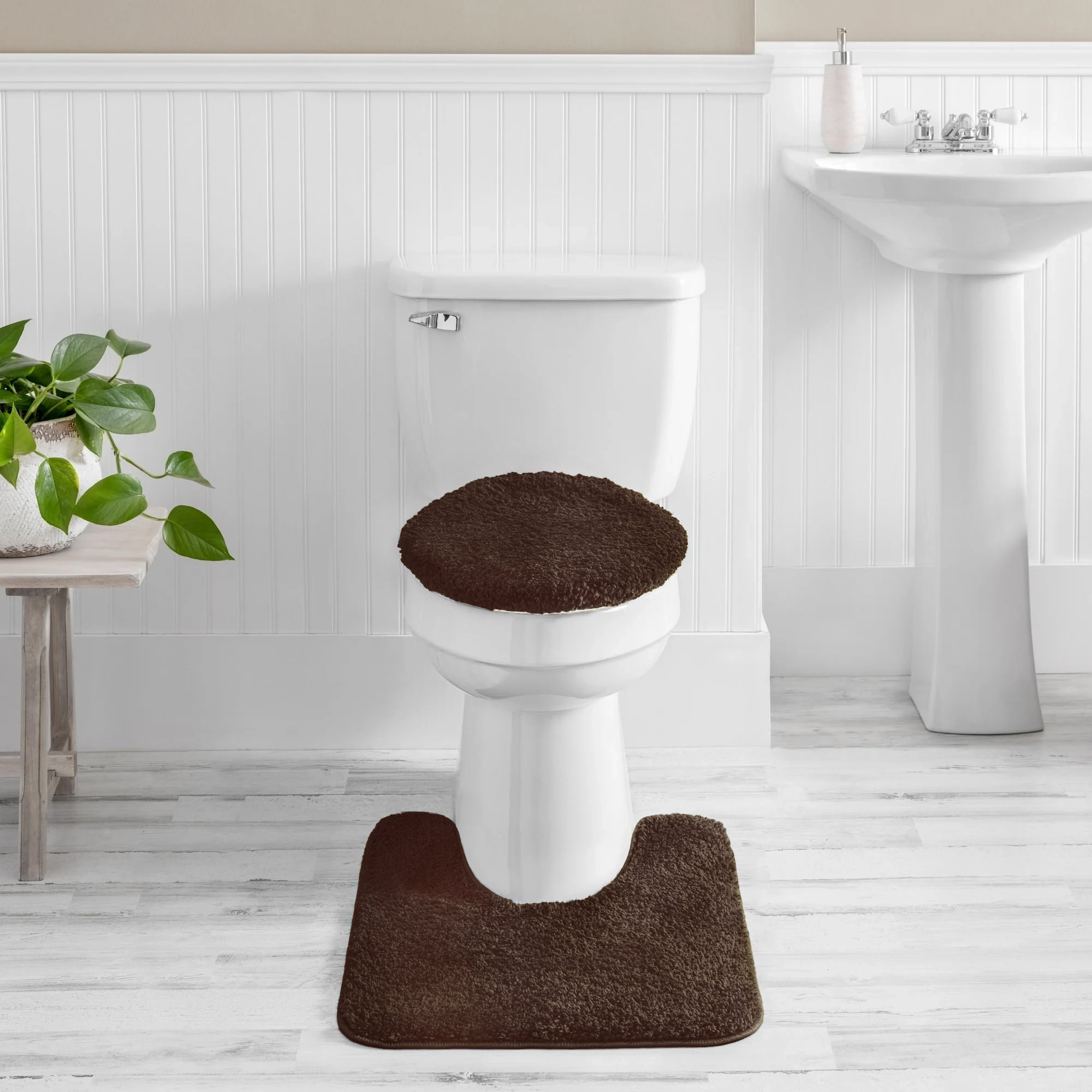 Mainstays Performance Recycled Polyester 3 Piece Bath Rug Set, Brown Basket