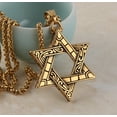 thumbnail image 3 of HZMAN Magen Star of David Pendant Necklace Women Men Chain Silver Stainless Steel Israel Necklace (Gold), 3 of 6