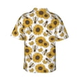 thumbnail image 4 of Xecao Sunflowers and Bees print Hawaiian shirt - a stylish short-sleeve button-down for men, perfect for casual beach and tropical outings., 4 of 9
