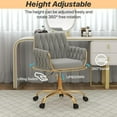 thumbnail image 4 of Velvet Home Office Chair, Modern Height Adjustable Cute Vanity Chair, 360° Swivel Makeup Chair Desk Chair with Golden Base and Hand Woven Backrest for for Bedroom/Study/Vanity(Light Gray), 4 of 18