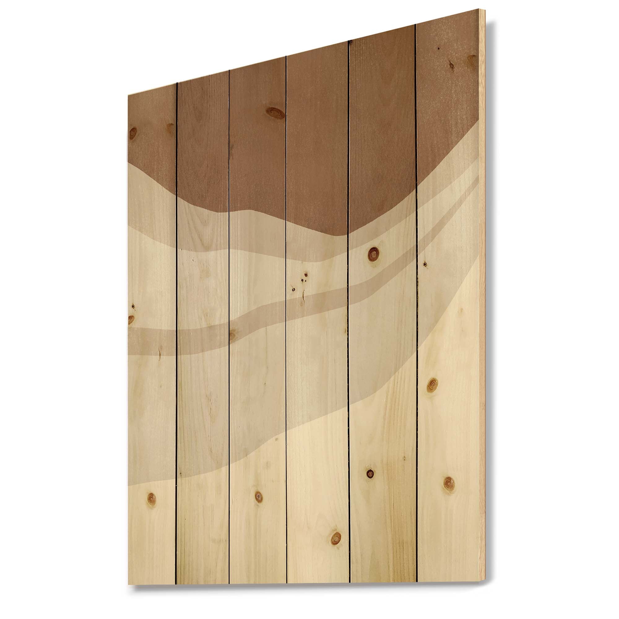 Designart 'Ivory and Terracotta Shapes with Scuff Effect' Modern Print on Natural Pine Wood