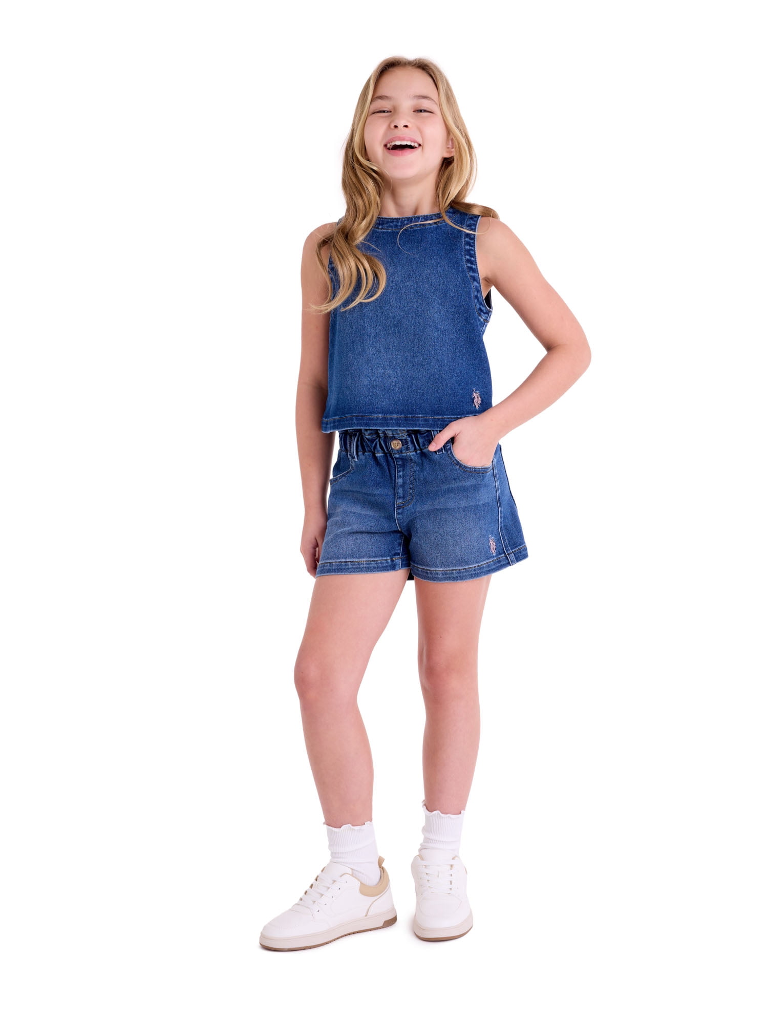 U.S. Polo Assn. Girls Knit Denim Top, Sizes 4-18