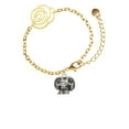 thumbnail image 2 of Delight Jewelry Silvertone Ram Head Gold-tone Flower Link Chain Bracelet, 6.75"+2" Extender, 2 of 4