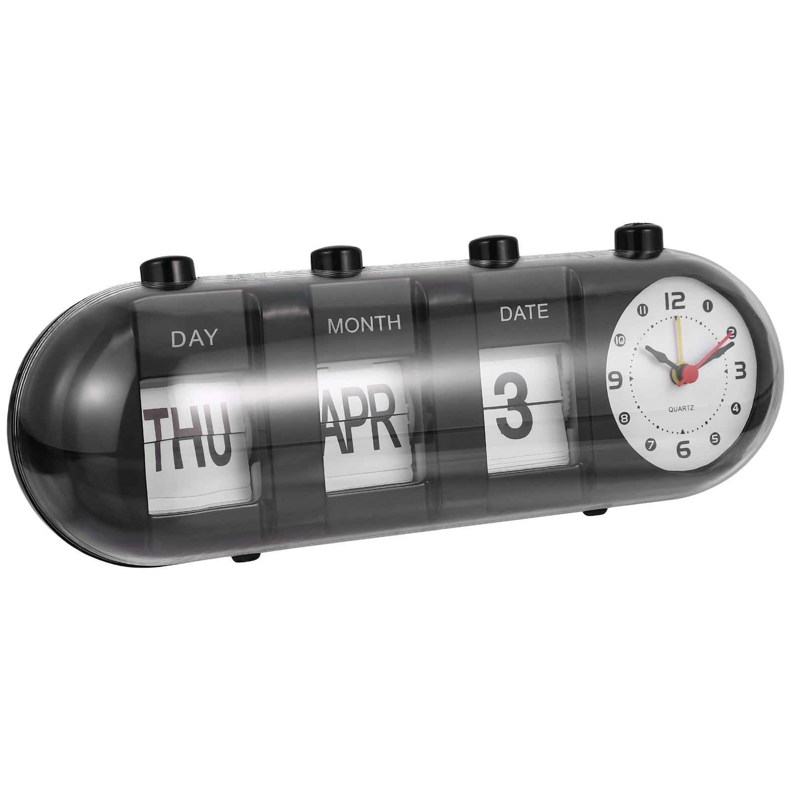 1pc Manual Flip Clock Calendar Quartz Dual Alarm Flip Table Digital Desk Clock Date Day Display Automatic Plastic