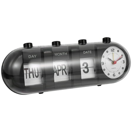 Homoyoyo Plastic Manual Calendar Clock Black for Home Practical 1Pc