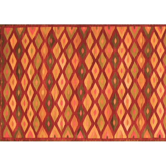 Ahgly Company Indoor Rectangle Oriental Orange Traditional Area Rugs, 6' x 9'