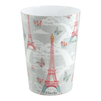 Paris Rounded Decaled Plastic Bathroom T Can by Your Zone, Multi