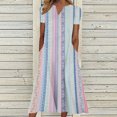 thumbnail image 1 of Robes pour Femmes 2024 Été Surdimensionné Décontracté Manches Courtes Col en V Robe Imprimée Robe Ample 50 % de Réduction!, 1 of 5