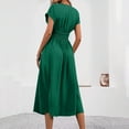 thumbnail image 4 of RYRJJ Women's Summer Dresses Elegant Casual Short Sleeve Wrap V-Neck A-Line Loose Fit Swing Cocktail Party Midi Dress(Green,S), 4 of 9