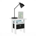 thumbnail image 5 of Furinno Andrey End Table Nightstand with Bin Drawer, White/Black, 5 of 9