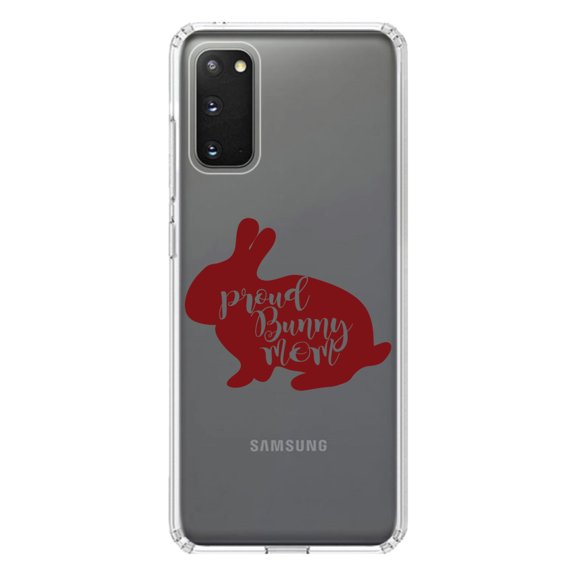 DistinctInk Clear Shockproof Hybrid Case for Galaxy S20 ULTRA / 5G (6.9" Screen) - TPU Bumper Acrylic Back Tempered Glass Screen Protector - Proud Bunny Mom - Rabbit