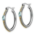 thumbnail image 2 of FB Jewels Sterling Silver w/ 14K Gold Light Blue Swiss Topaz Hinged Hoop Earrings, 2 of 3
