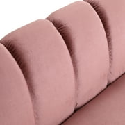 Noble House Mohammad Channel Stitch Velvet 3 Seater Sofa, Blush