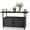Black, variant on Black Wicker Textured Outdoor Bar Cart with Storage and Wheels, Glass Top Mobile Patio Serving Table, Heavy Duty Rattan Food Storage Trolley Cabinet for Pool Party Backyard Porch, Adult Large Furnitu