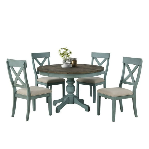 The Gray Barn Spring Mount 5-piece Round Dining Table Set with Cross Back Chairs