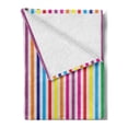 thumbnail image 2 of Colorful Soft Flannel Fleece Blanket, Vibrant Rainbow Colored Vertical Stripes Pattern on White Background Illustration, Cozy Plush for Indoor and Outdoor Use, 70" x 90", Multicolor, by Ambesonne, 2 of 5