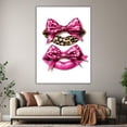 thumbnail image 6 of Mudket Framed Leopard Print Lips with Pink Bows Canvas Wall Art, Cute Trendy Wall Decor, Glamorous Art Ready to Hang for Girls Bedroom - 12"L x 8"W, 6 of 10