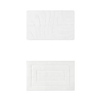 Unique Bargains 2 Pcs Geometry Absorbent Bathroom Rug White 16" x 24"