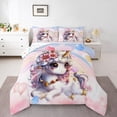 thumbnail image 2 of Unicorn 2 Piece Bedding Sets Cute Unicorn Bedding Set Rainbow Unicorn Comforter, Unicorn Bedroom Decor Teens Cute Reversible Stars Quilt Comforter, 2 of 7