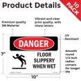 thumbnail image 2 of Floor Slippery When Wet OSHA Danger Vinyl Decal Label 10 Inch x 7 Inch - 10 Pack, 2 of 6